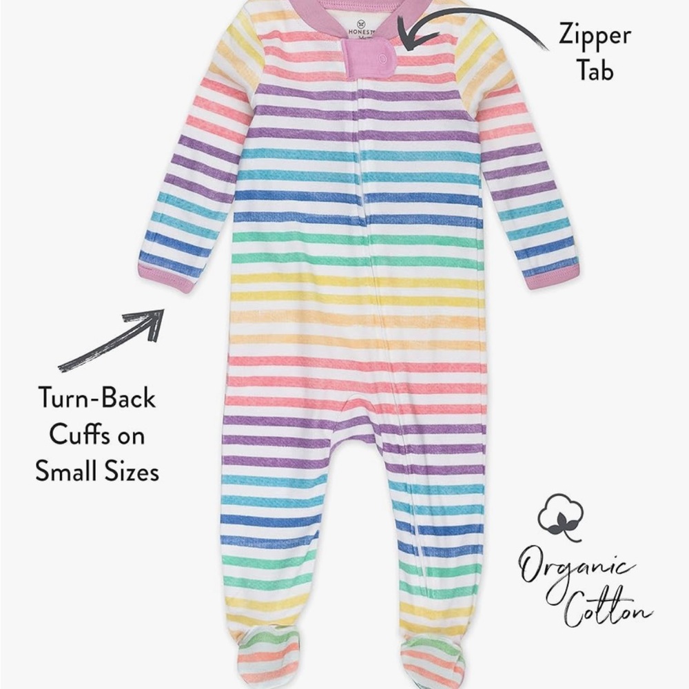 The Honest Company Rainbow Striped Footie Size: 0-3 Months